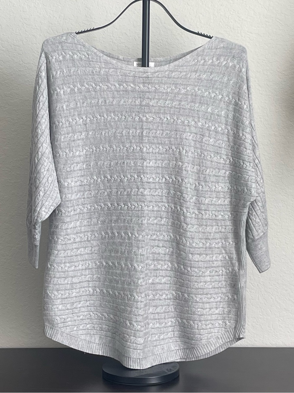 Market & Spruce Light Gray Textured Boatneck Sweater